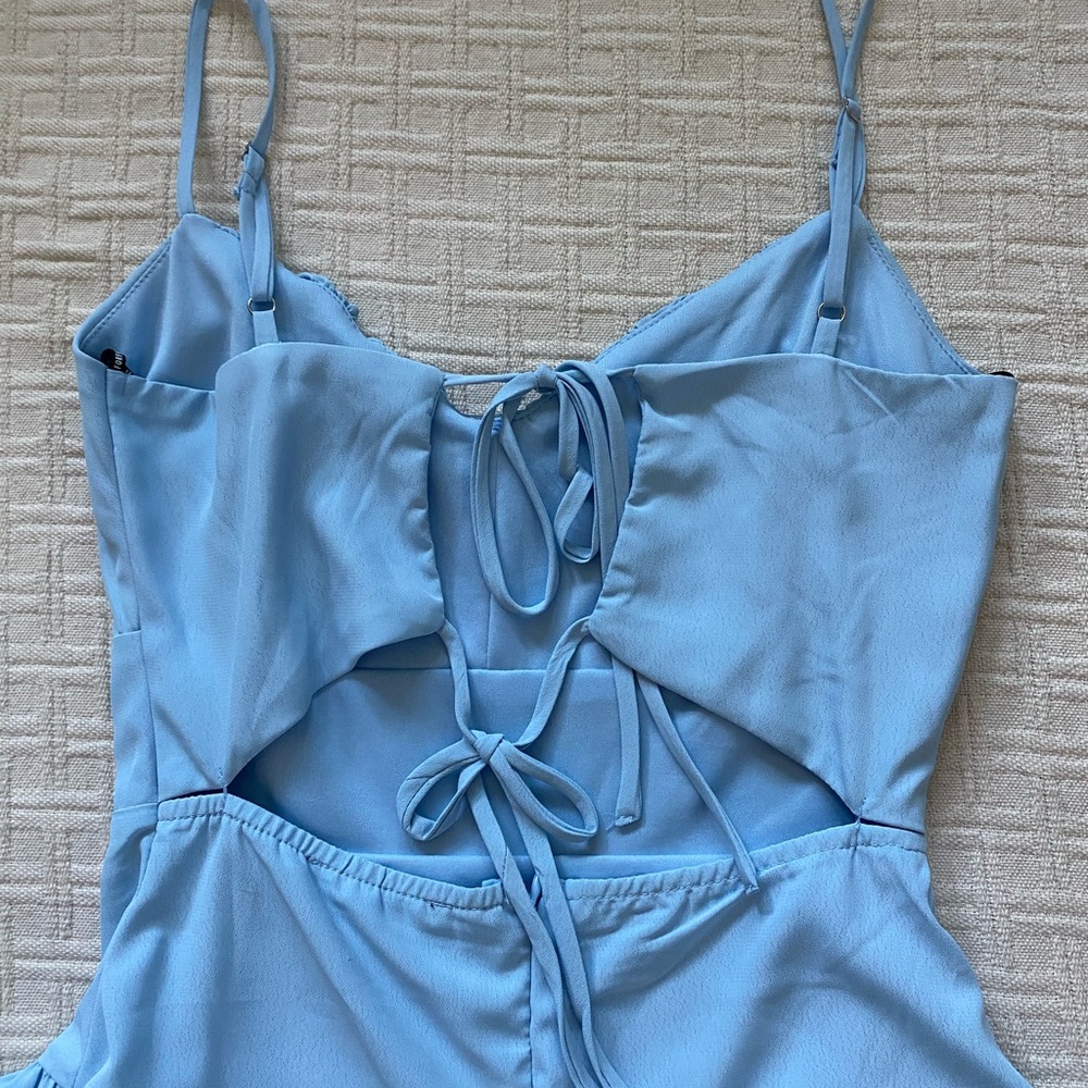 F21 baby blue mini ruffle dress. - Picture 6 of 9